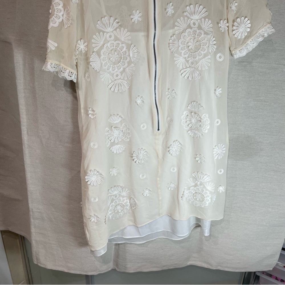 Club Monaco Cream Floral silk cutout Mini Dress - Picture 5 of 7